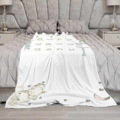 Lofaris White Elephant Night Month Table Custom Name Blanket