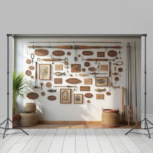Lofaris White Fathers Day Fishing Wall Photography Backdrop