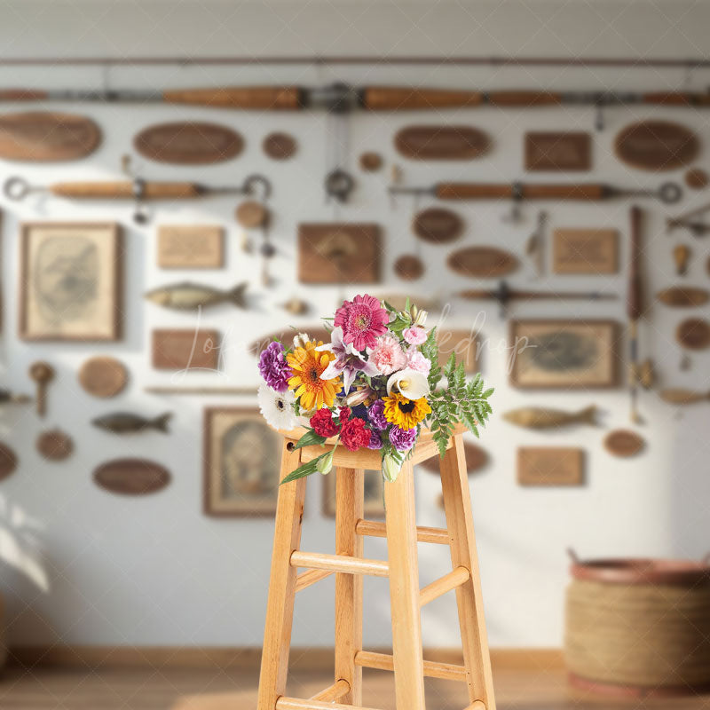 Lofaris White Fathers Day Fishing Wall Photography Backdrop