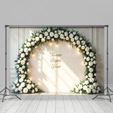 Lofaris White Floral Circular Arch Lights Wedding Backdrop