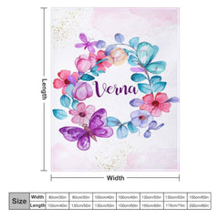 Lofaris White Floral Gold Glitter Custom Name Baby Blanket