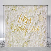 Lofaris White Floral Happy Birthday Girls Custom Backdrop