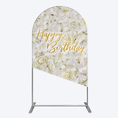 Lofaris White Floral Happy Birthday Sweety Arch Backdrop