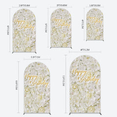 Lofaris White Floral Happy Birthday Sweety Arch Backdrop