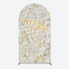 Lofaris White Floral Happy Birthday Sweety Arch Backdrop