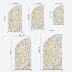 Lofaris White Floral Happy Birthday Sweety Half Moon Arch Backdrop
