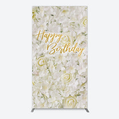 Lofaris White Floral Happy Birthday Sweety Rectangle Backdrop