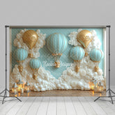 Lofaris White Floral Hot Air Balloon Cake Smash Backdrop