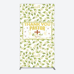 Lofaris White Floral Leaves Thank You Pastor Arch Backdrop