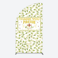 Lofaris White Floral Leaves Thank You Pastor Arch Backdrop