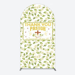 Lofaris White Floral Leaves Thank You Pastor Arch Backdrop