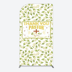 Lofaris White Floral Leaves Thank You Pastor Arch Backdrop