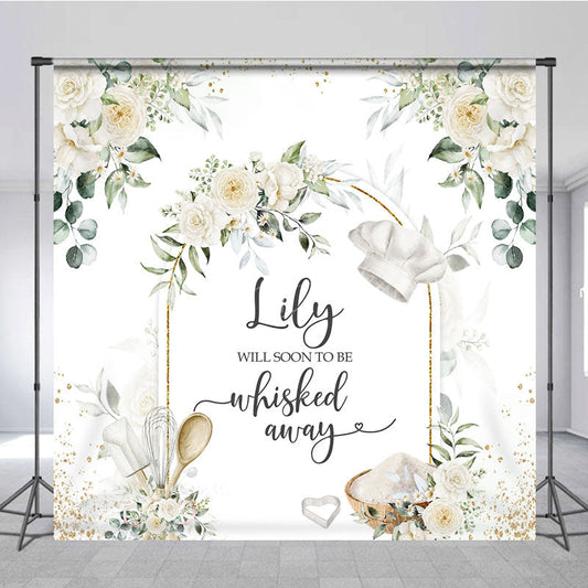 Lofaris White Floral Sweet Cooker Custom Baby Shower Backdrop