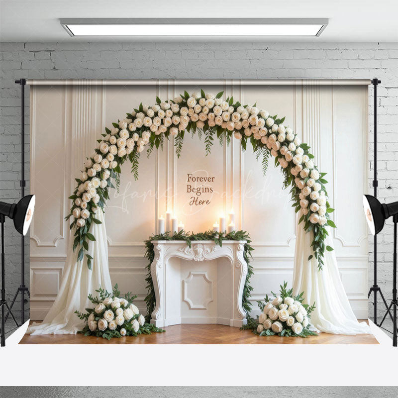 Lofaris White Floral Wedding Sweet Candle Backdrop