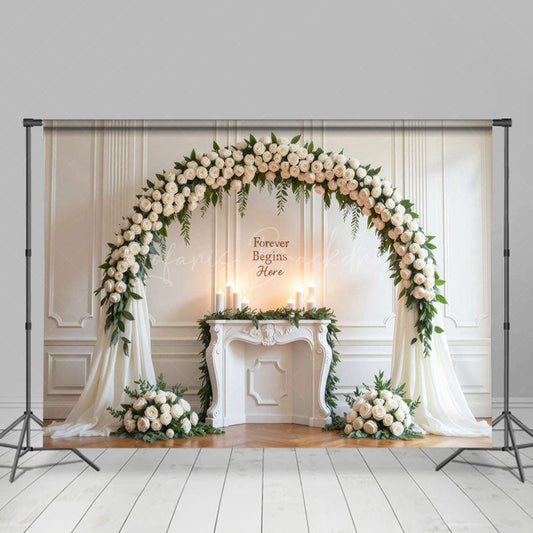 Lofaris White Floral Wedding Sweet Candle Backdrop