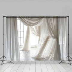 Lofaris White Flowing Fabric Photography Backdrop Soft Sheer Curtains Dreamy Photo Background Angelic Maternity Prop