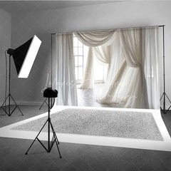 Lofaris White Flowing Fabric Photography Backdrop Soft Sheer Curtains Dreamy Photo Background Angelic Maternity Prop