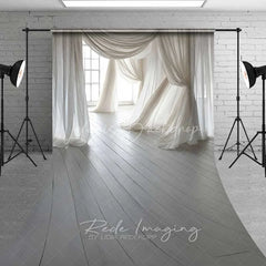 Lofaris White Flowing Fabric Sweep Backdrop Rustic Wood Photography Floor Mat Dreamy Maternity Decoration