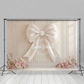 Lofaris White Glitter Bow Tie Floral Wedding Photo Backdrop