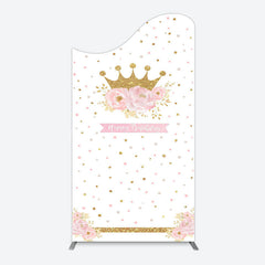 Lofaris White Gold Crown Pink Floral Arch Birthday Backdrop