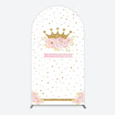 Lofaris White Gold Crown Pink Floral Arch Birthday Backdrop