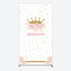 Lofaris White Gold Crown Pink Floral Arch Birthday Backdrop