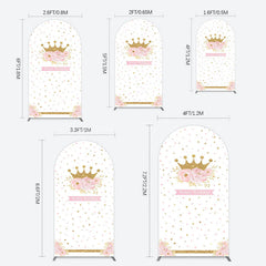 Lofaris White Gold Crown Pink Floral Arch Birthday Backdrop