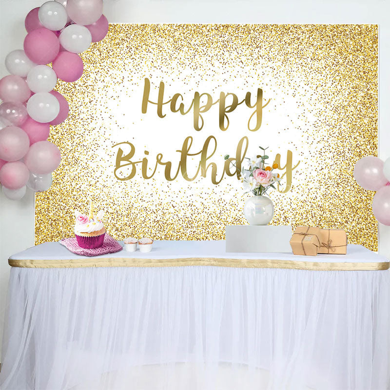 Lofaris White Gold Glitter Sparkle Birthday Party Backdrop