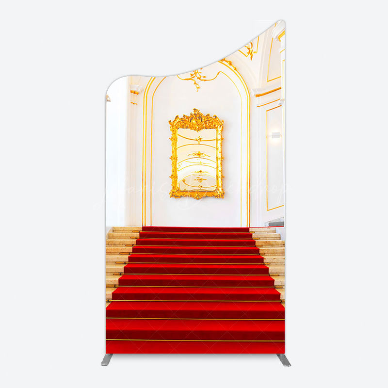 Lofaris White Gold Palace Red Stairs Luxury Arch Backdrop
