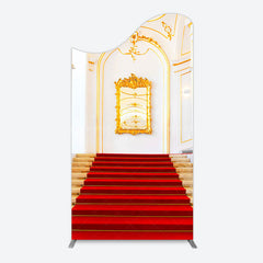 Lofaris White Gold Palace Red Stairs Luxury Arch Backdrop