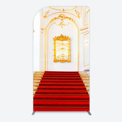 Lofaris White Gold Palace Red Stairs Luxury Arch Backdrop
