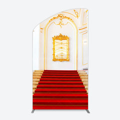 Lofaris White Gold Palace Red Stairs Luxury Arch Backdrop
