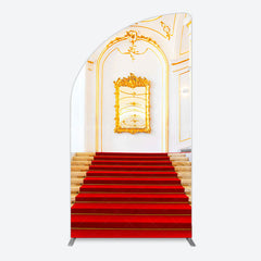 Lofaris White Gold Palace Red Stairs Luxury Arch Backdrop