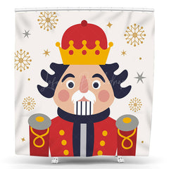 Lofaris White Gold Snowflake Red Nutcracker Shower Curtain