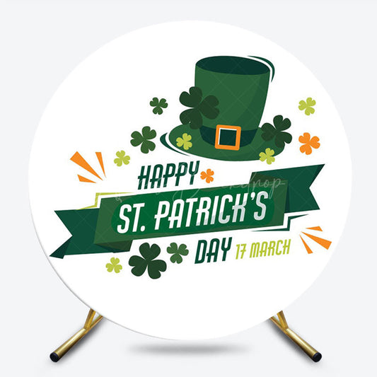 Lofaris White Green Clover Hat Round St Patricks Day Backdrop
