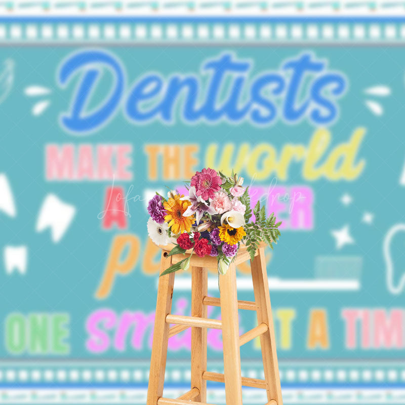Lofaris White Green Thank Text Happy Dentists Day Backdrop