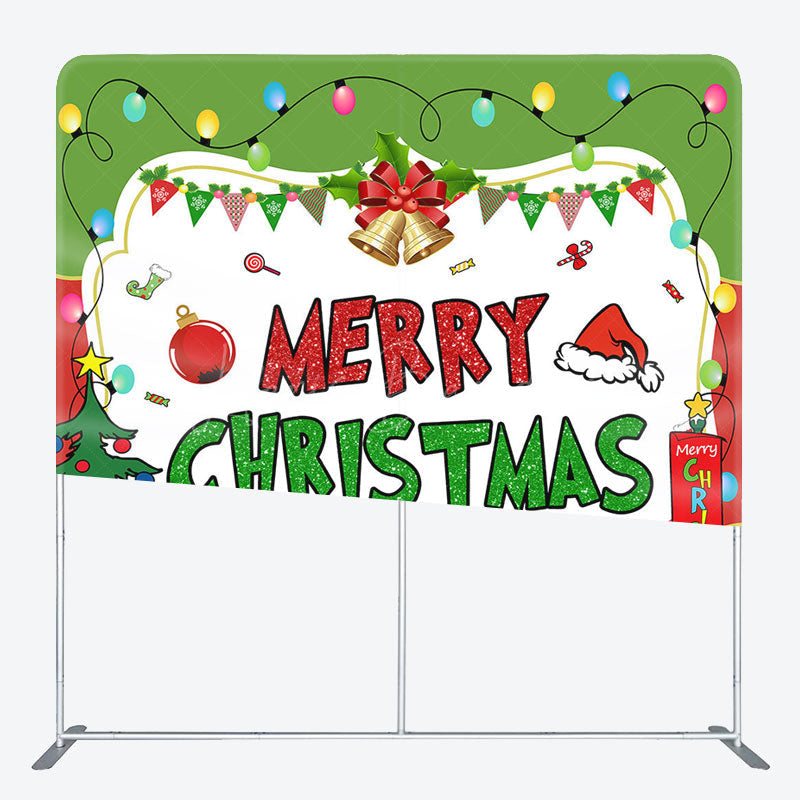 Lofaris White Green Tree Bell Christmas Pillow Case Backdrop