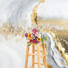 Lofaris White Grey and Gold Glitter Abstract Photography Backdrop Elegant Fluid Marble Design