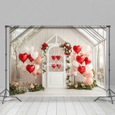 Lofaris White House Red Pink Balloon Floral Romantic Backdrop