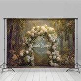 Lofaris White Hydrangea Wedding Arch Backdrop Round Floral Photo Prop Enchanted Garden Bridal Shower Decor