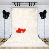 Lofaris White Light Bokeh Red Hearts Valentines Day Backdrop