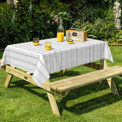 Lofaris White Lines Pattern Simple Rectangle Tablecloth