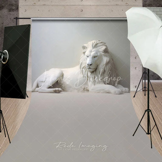 Lofaris White Lion Sculpture Sweep Backdrop Elegant Minimalist Portrait Photography Background