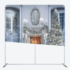 Lofaris White Luxury Fireplace Christmas Pillow Case Backdrop