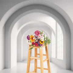 Lofaris White Minimalist Arched Hallway Architecture Backdrop