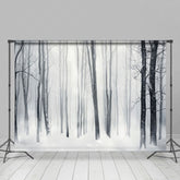 Lofaris White Misty Snow Forest Winter Backdrop For Photo