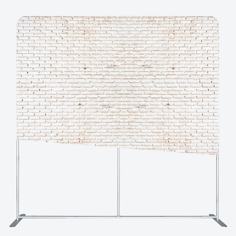 Lofaris White Old Style Brick Wall Square Tension Backdrop