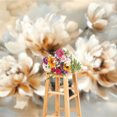 Lofaris White Orange Oil Painted Flowers Photography Backdrop