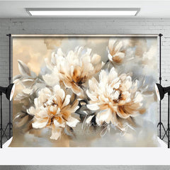 Lofaris White Orange Oil Painted Flowers Photography Backdrop