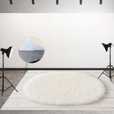 Lofaris White Oval Wool Rug Fabric Floor Backdrop For Photo